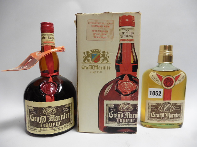 2 old bottles of Grand Marnier Cordon Rouge Liqueur,