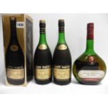 3 bottles, 1x Remy Martin VSOP Fine Champagne Cognac circa mid1970's 70proof 24fl oz 68.