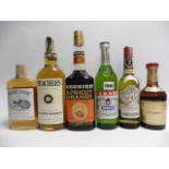 6 various old bottles, 1x Teacher's Highland Cream Scotch Whisky 70 proof 26 2/3 fl oz,