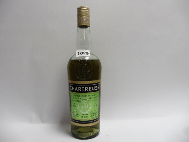 An old bottle of Chartreuse Green Liqueur cicra 1960s/1970s 96 proof 24 fl oz (Note ullage mid