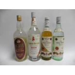 4 old bottles of Rum, 1x Captain Morgan Carta Blanca Jamaica Extra Light Rum 43% 1 litre,