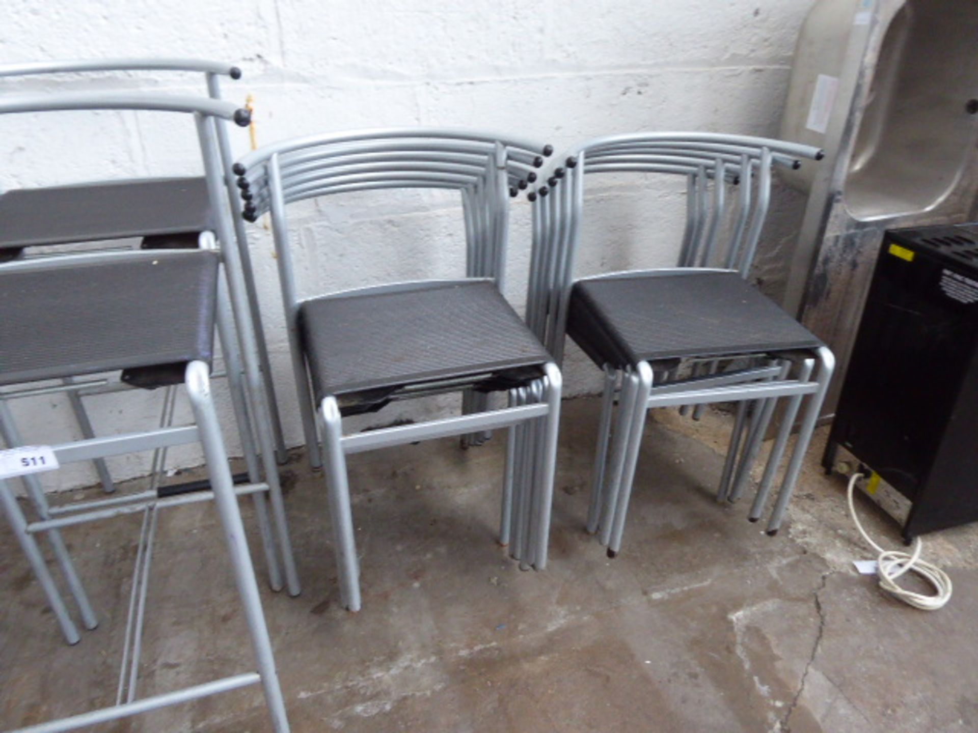 6 Philippe Stark high stools with 11 stacking chairs - Image 2 of 2