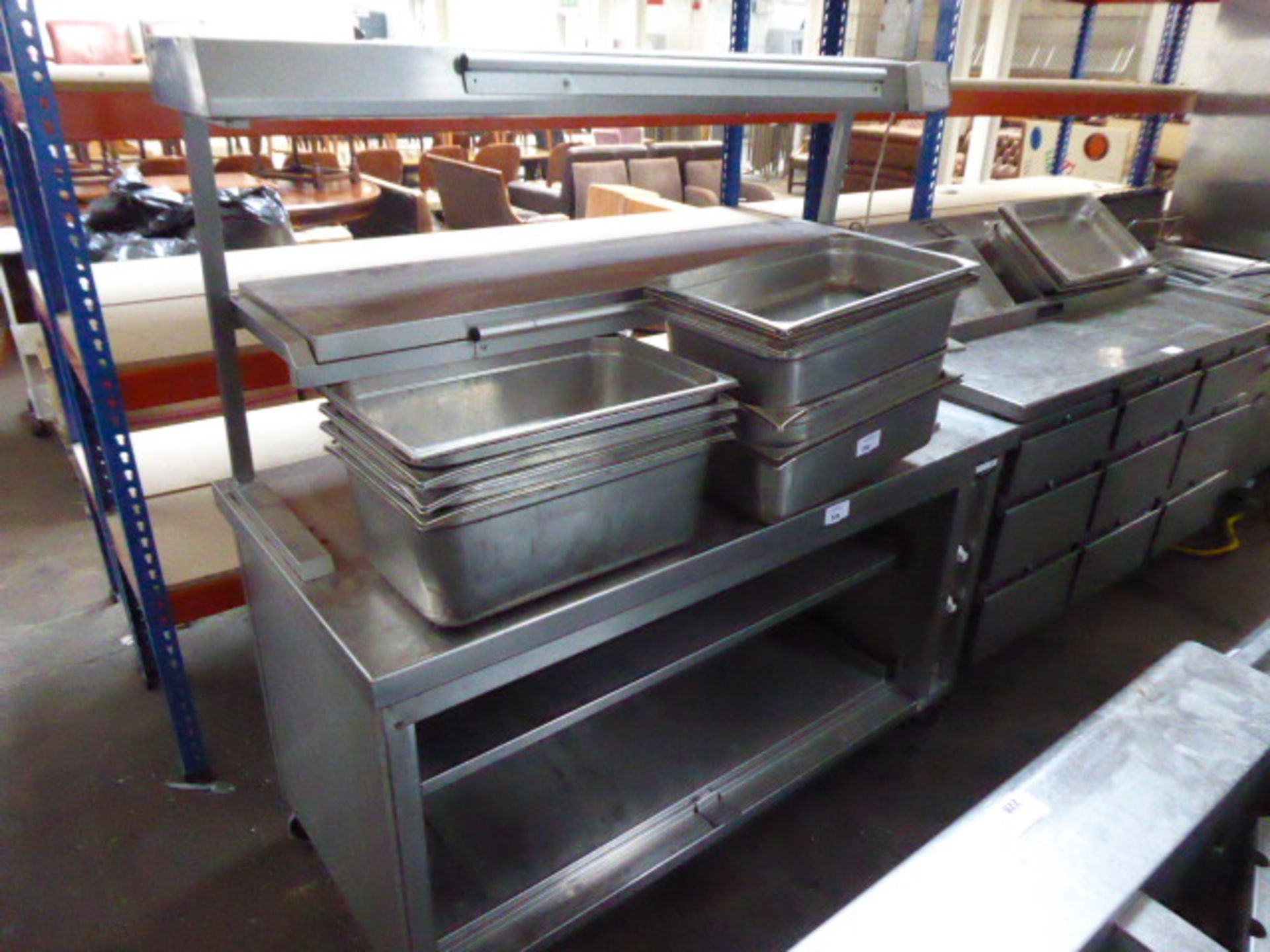 160cm mobile chef's pass no doors, 2 shelves