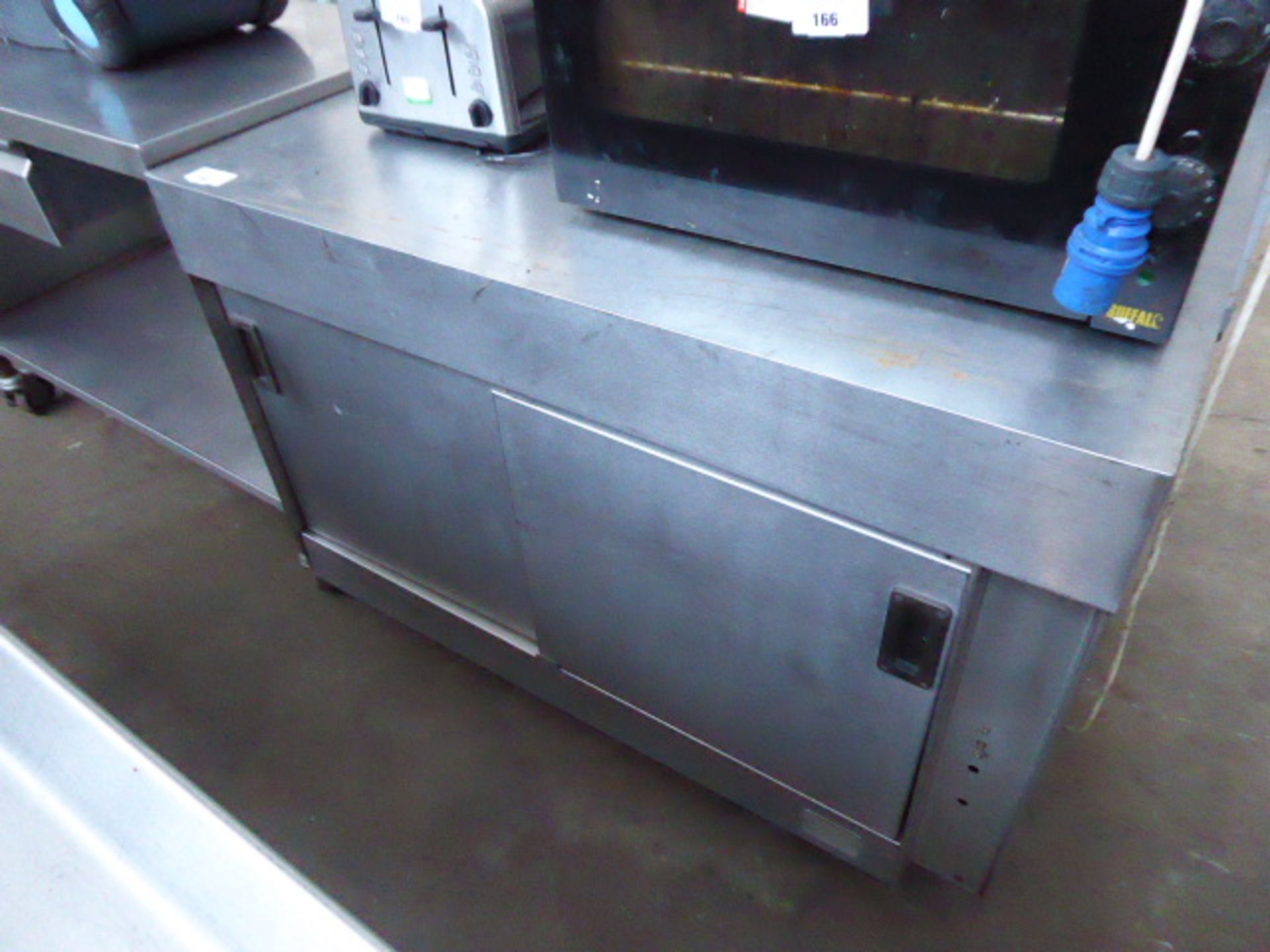 388 - 90cm stainless steel hot counter with 2 doors under