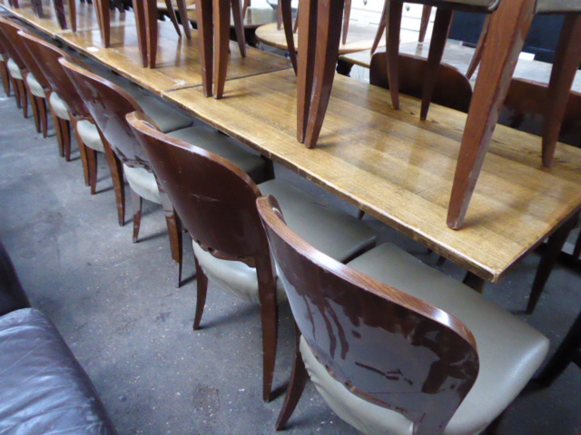 Approx. 22 oak frame and part leather/part cloth upholstered dining chairs - Image 2 of 3