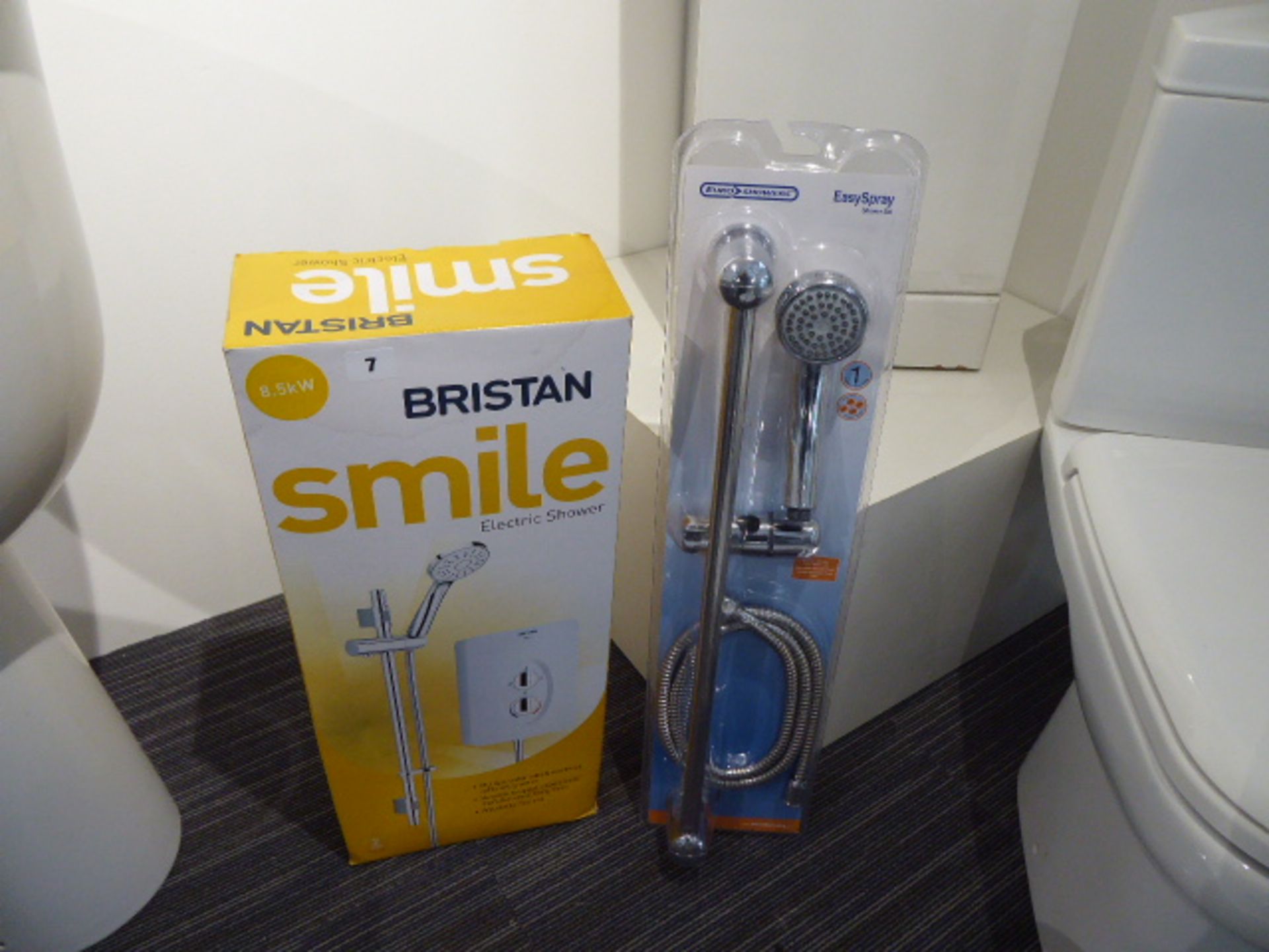 Bristan Smile 8.5kw electric shower with additional Easyspray shower head fitting