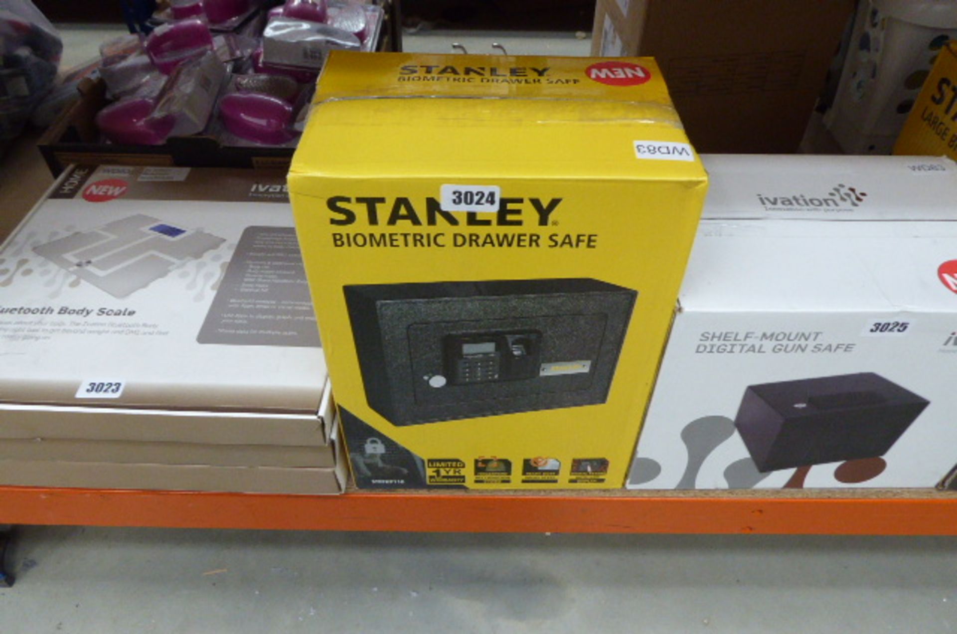 Boxed Stanley biometric drawer safe