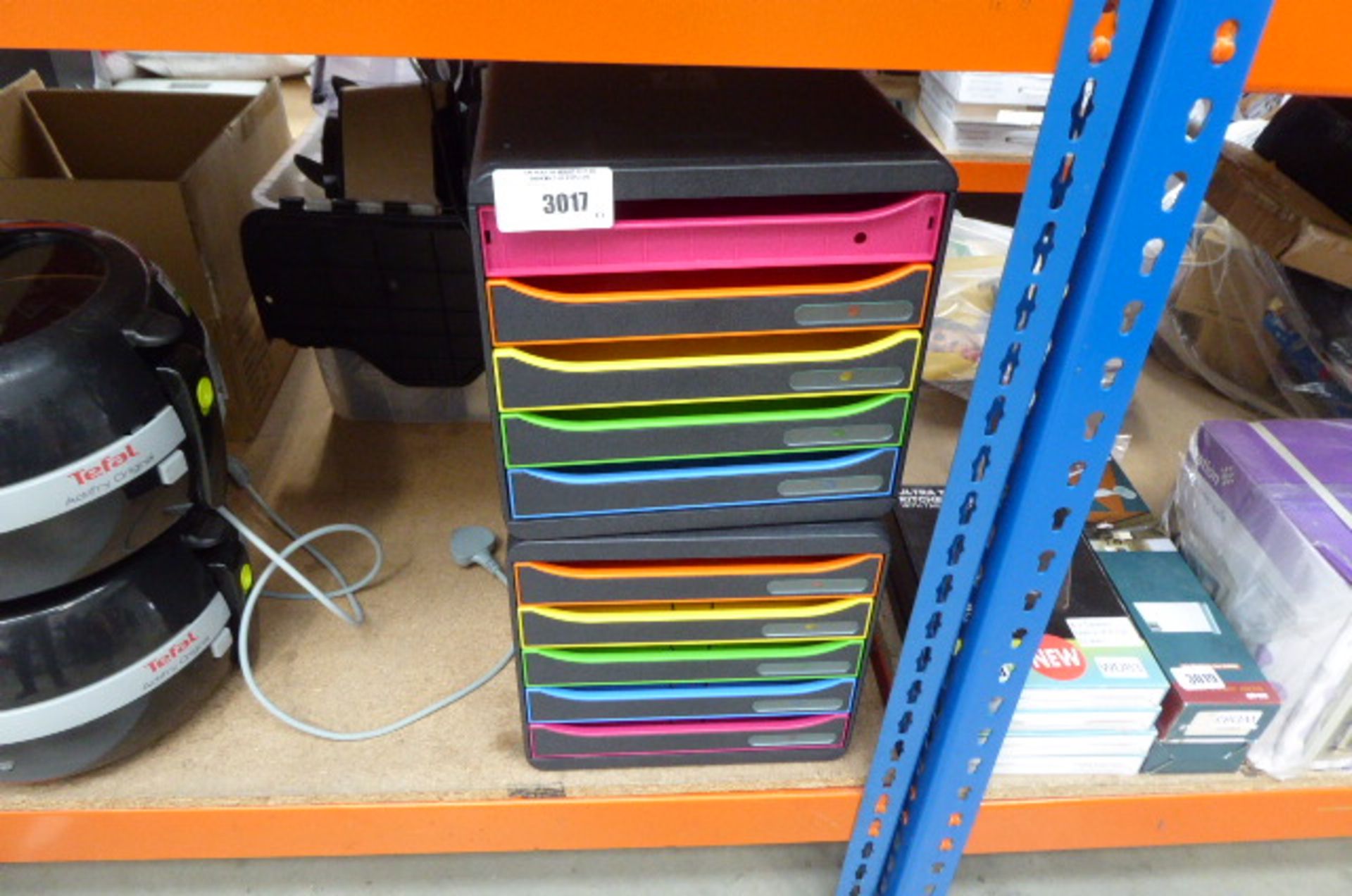 2 multi coloured stationery drawers