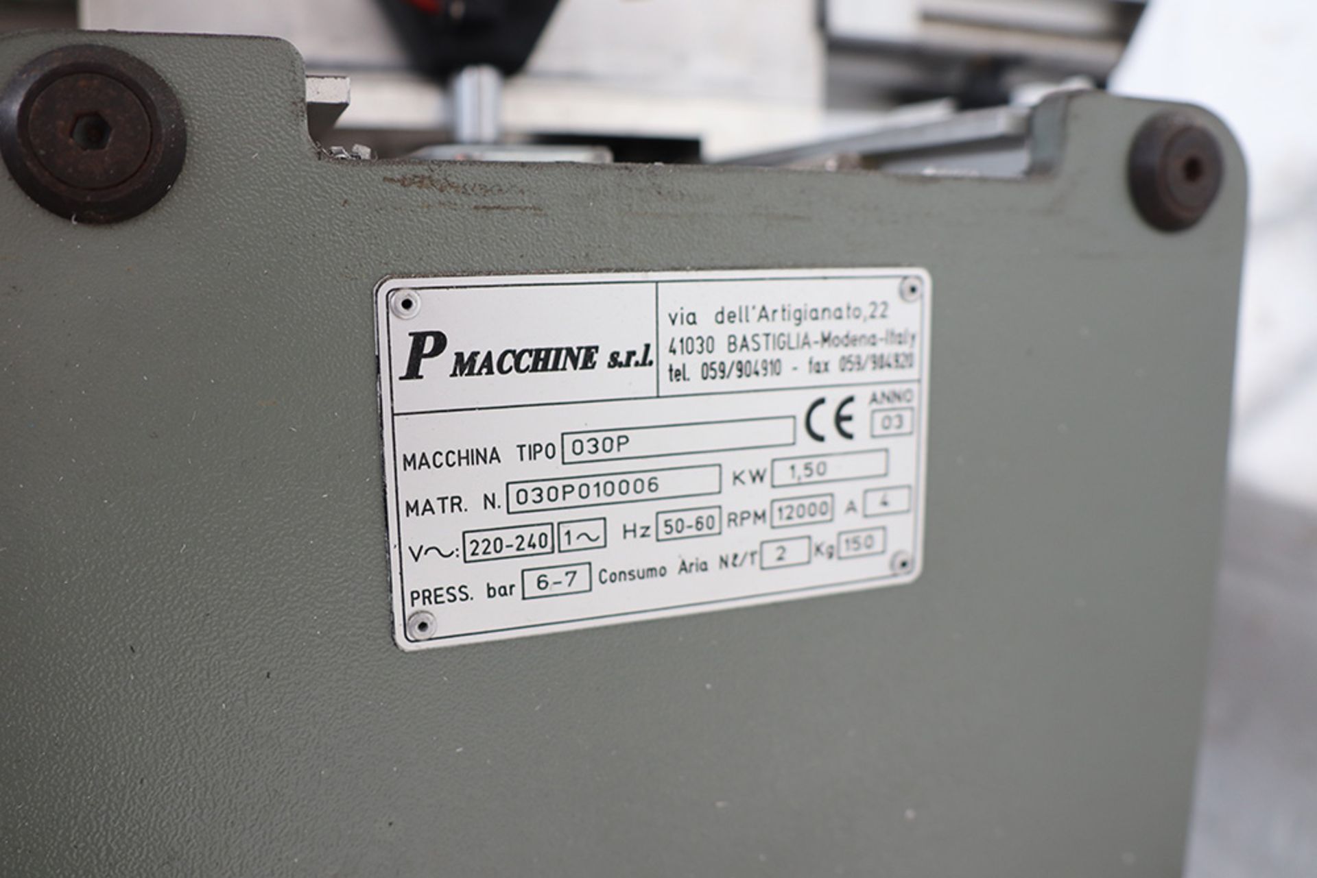 P Macchine 030P copy router, Serial No. 030P010006, Year 2003 - Image 3 of 5