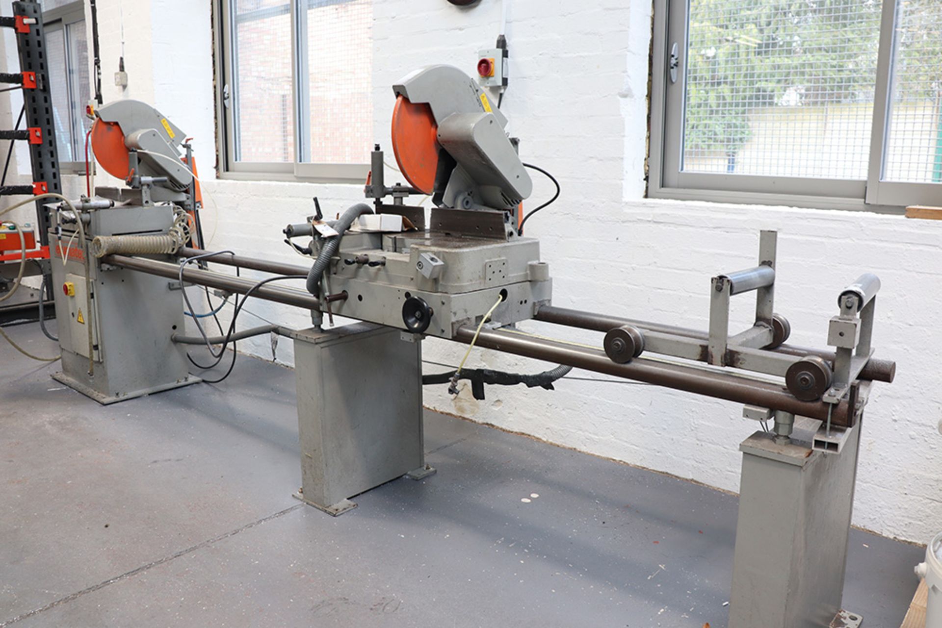 Elumatec DG 79 double head saw with 3m travel, year April 1992, serial No. 31008