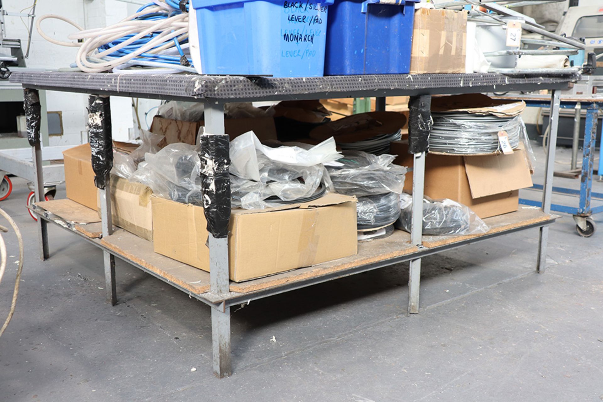 4 large welded steel work tables together with approx 11 mainly welded steel work tables and - Image 3 of 3