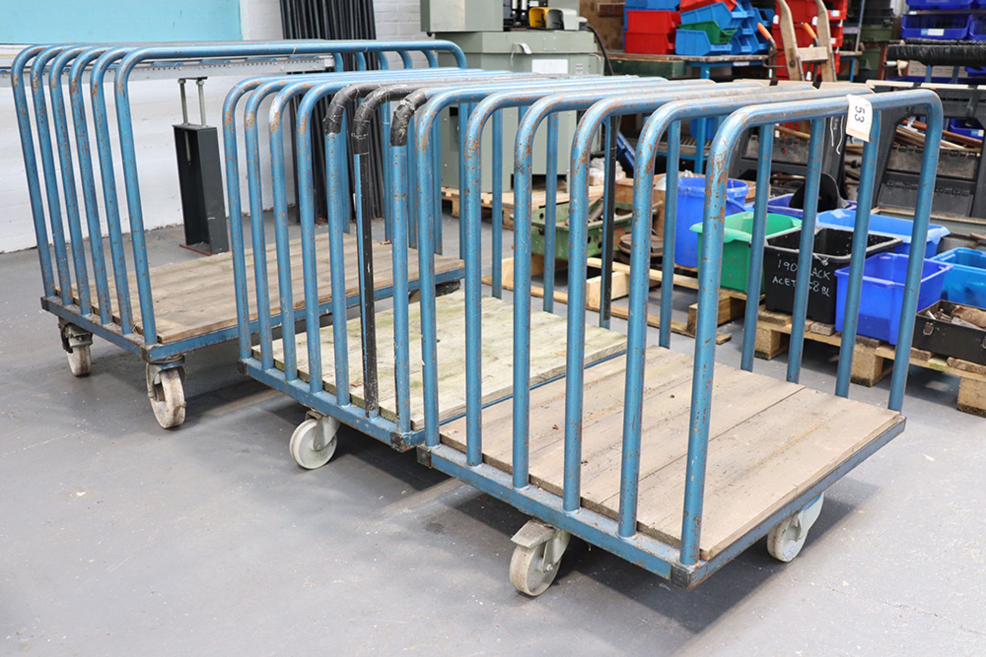 3 Tubular Steel stock carrying trolleys