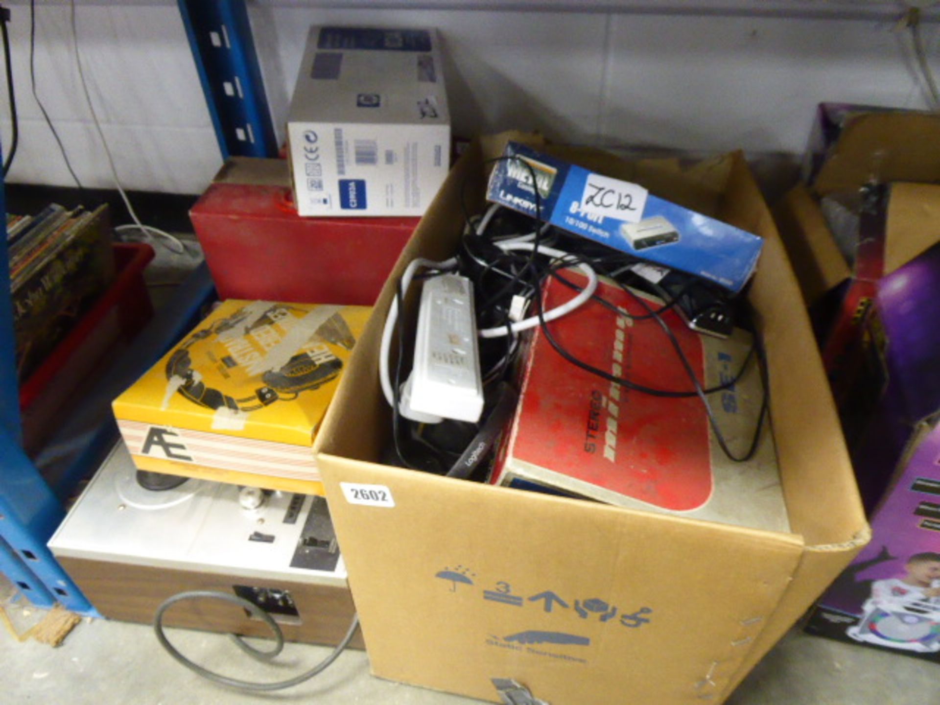 3 lots of mixed items inc. routers, reel to reel tape recorder, toner cartridges, Amstrad