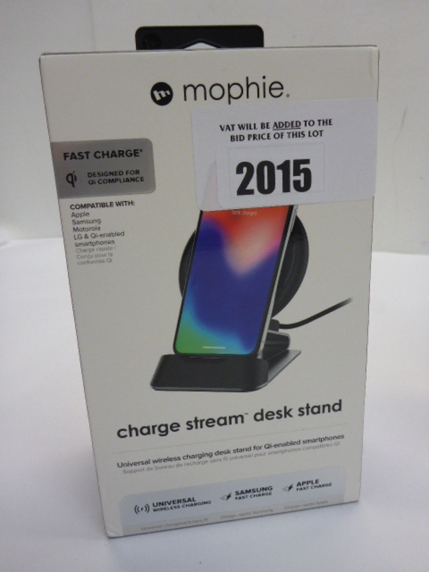 Mophie charge stream deck stand boxed.