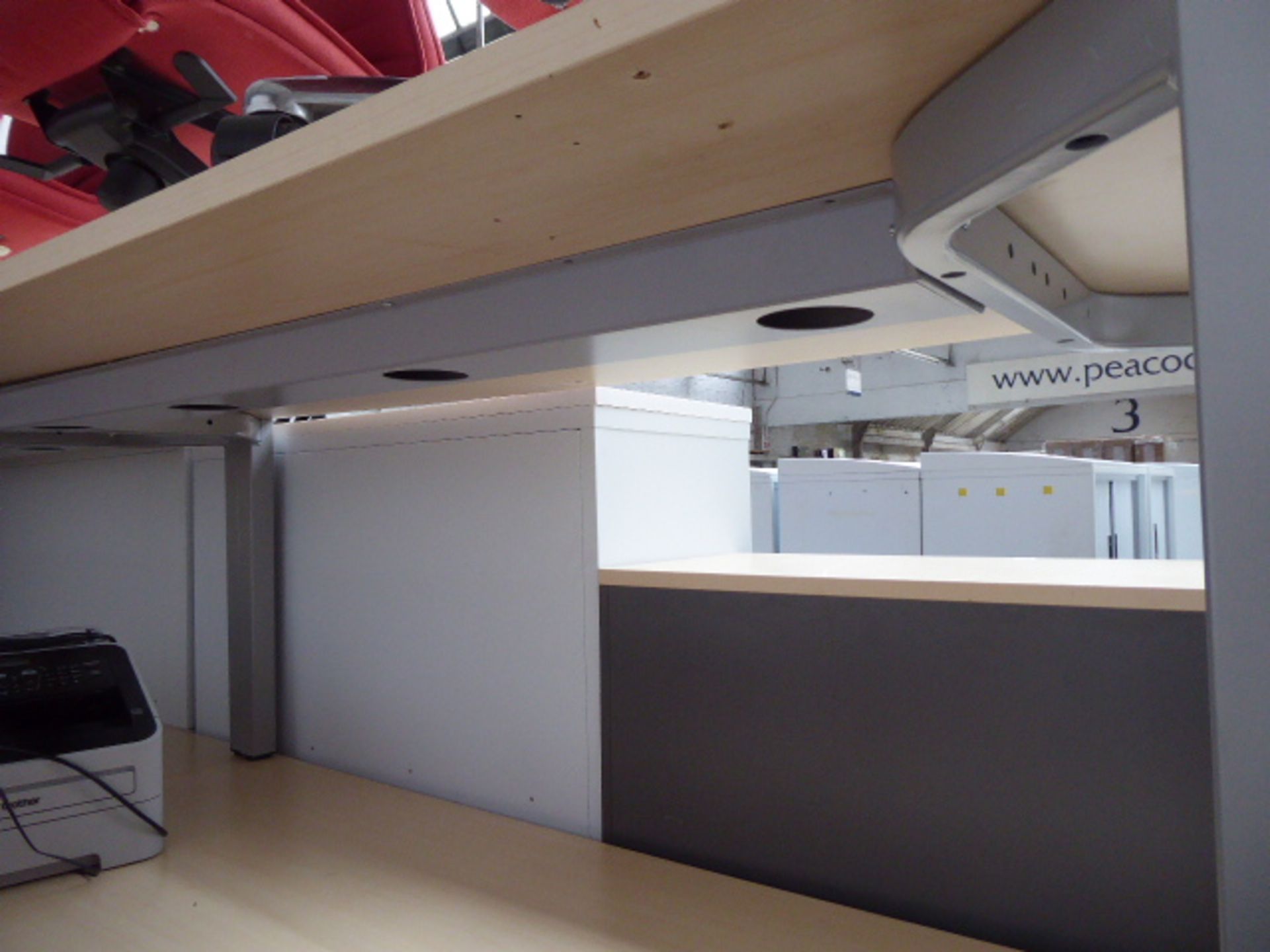 6 Bene maple and grey straight front desks on square legs 180cm - Image 3 of 3