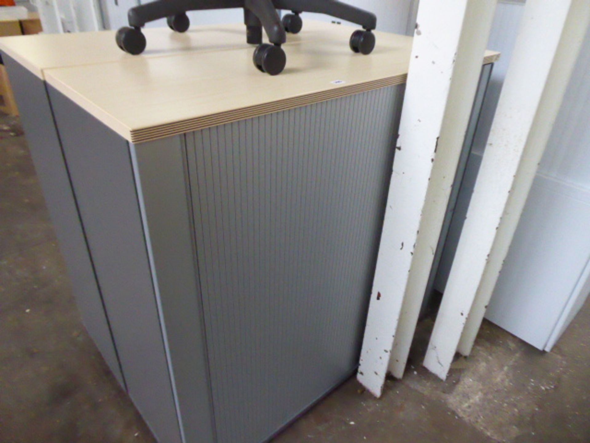 Bene maple and grey single side tambour cabinet 120cm