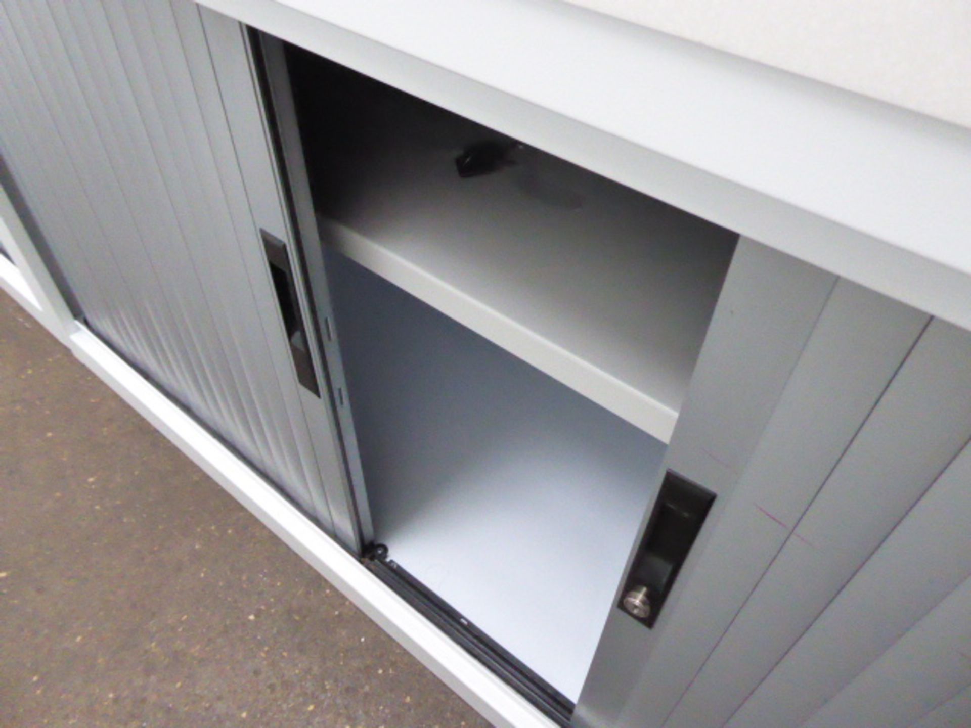 Silverline white double tambour cabinet with a stone composite top 120cm - Image 2 of 2