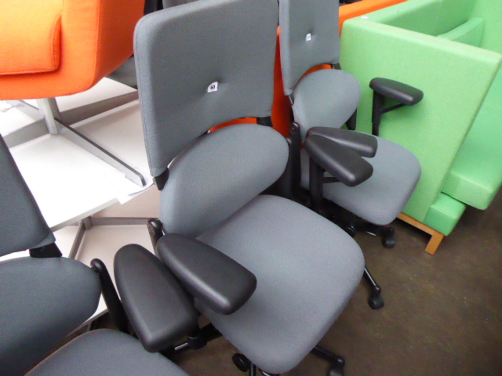 Steelcase grey cloth high back swivel arm chair