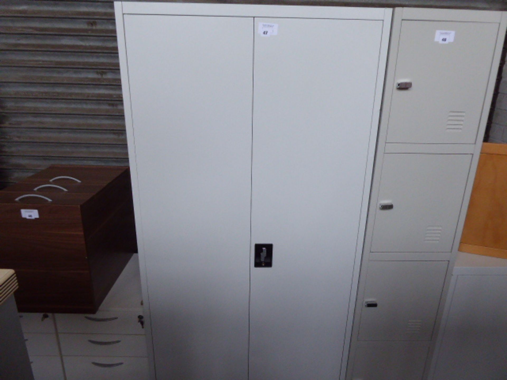 90cm grey metal 2 door cabinet