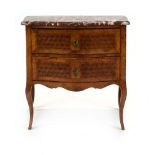 A continental parquetry Kingwood bombe commode,