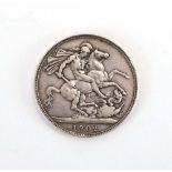 A Edward VII silver crown, 1902, George slaying the dragon, De S. engraver's mark for G. W.