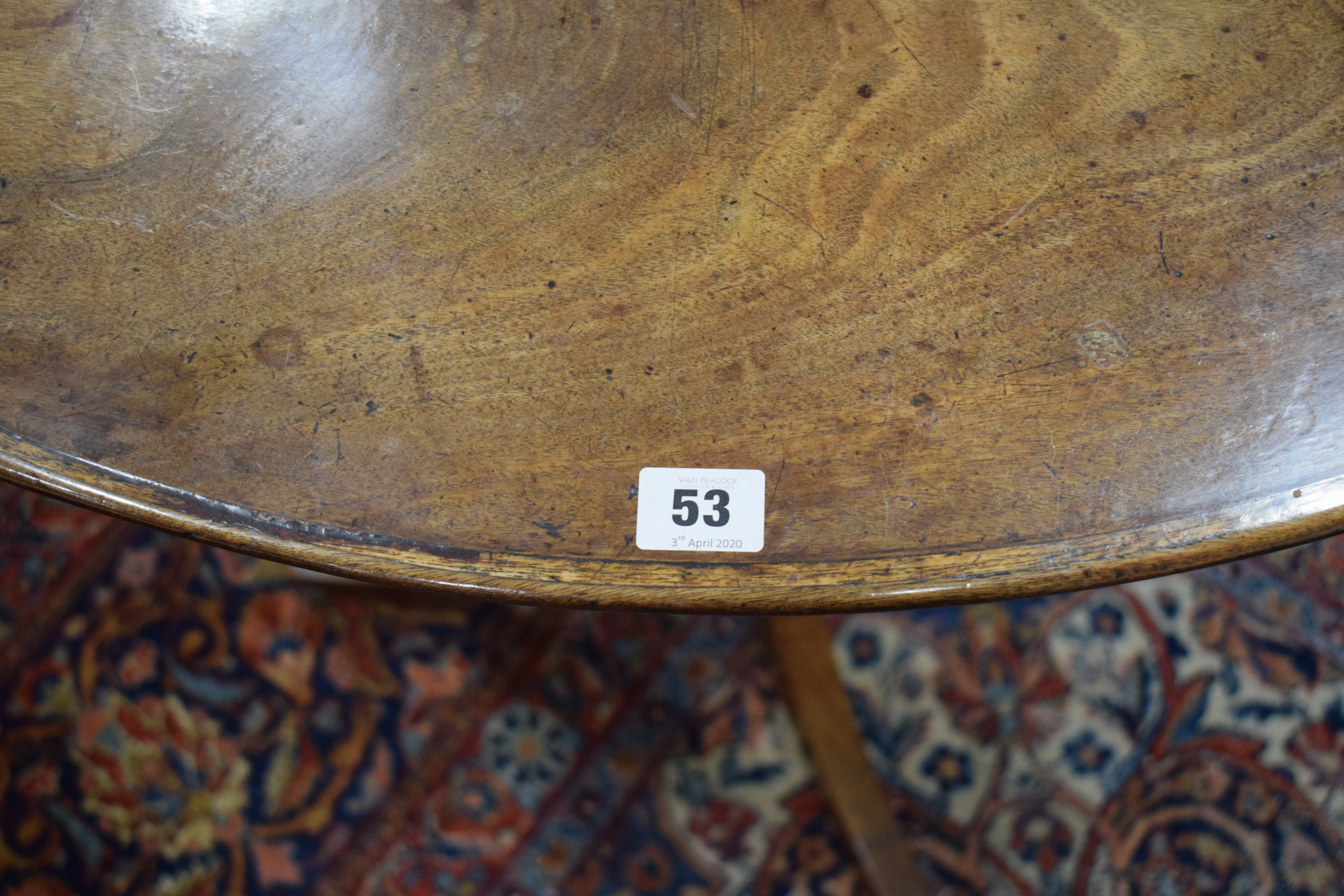 A 19th century mahogany tripod wine table with oval surface on a fixed base, w. 71. - Image 9 of 10