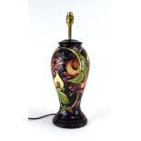 A Moorcroft Queens Choice pattern table lamp base of baluster form, h. including fitments 45.