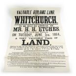 Whitchurch Cheshire. Original Auction Poster for a Valuable piece of Land 1884.