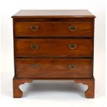 An early 20th century mahogany chest of three graduated drawers on bracket feet, w. 75.