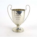 A silver two handled trophy vase of typical form, maker WN Ltd., Birmingham 1921, h.