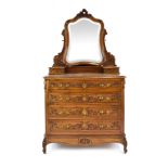 A 19th century continental mahogany duchess dressing chest,