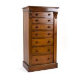 An early 20th century seven drawer mahogany Wellington chest of typical form, w.