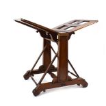 A 19th century adjustable mahogany folio stand, rest extends to w.