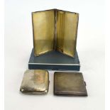 A silver, parcel gilt and engine turned cigarette case of rectangular form, Garrard & Co. Ltd.