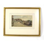 Continental School, 19th/20th century, A coastal market, unsigned, watercolour, 12 x 22 cm,