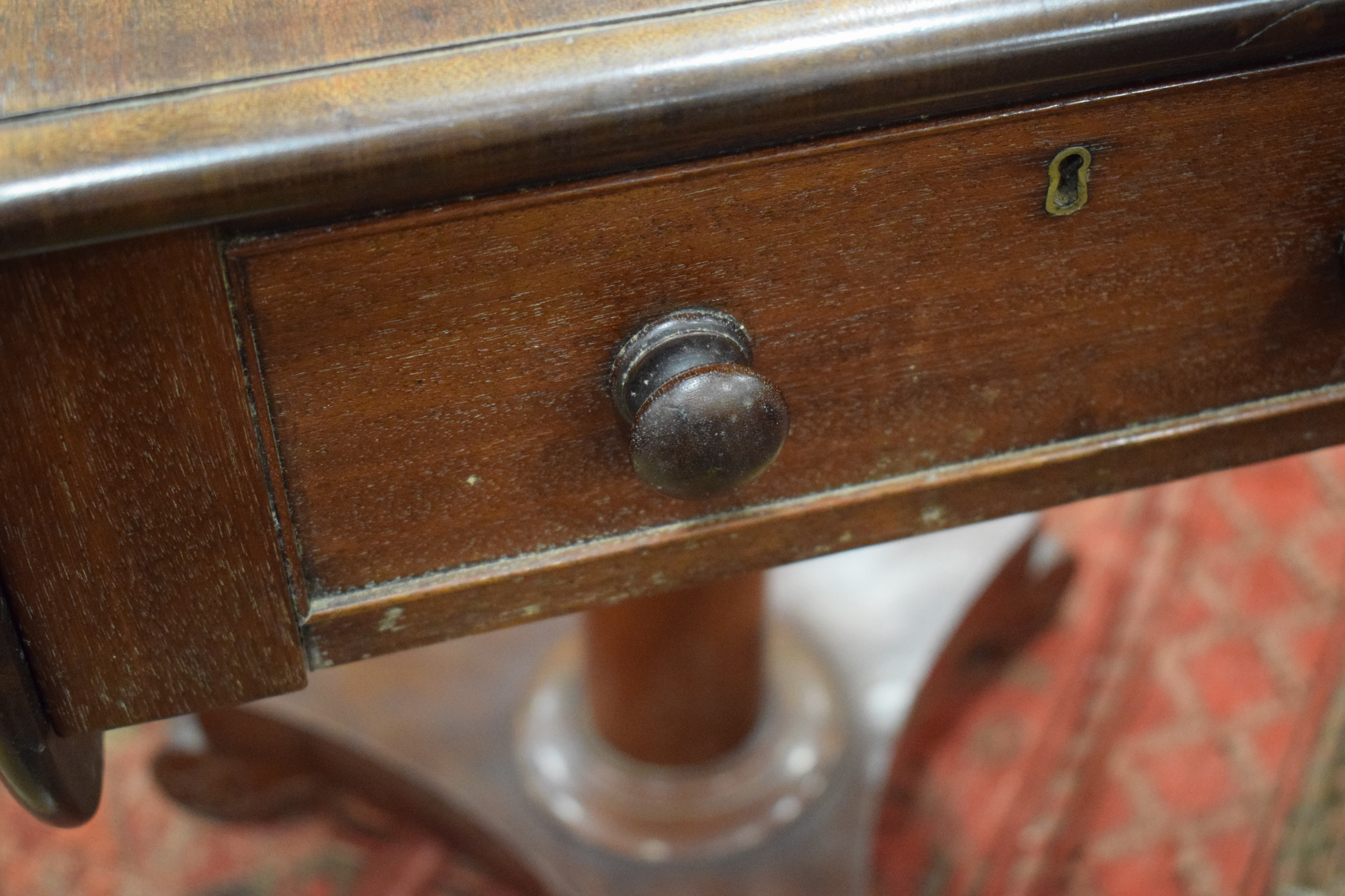 A Victorian mahogany Pembroke table with true and dummy drawers on a tripod base, d. - Image 2 of 14
