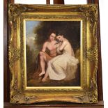 School of Angelica Kauffman, A pair of lovers embracing a dove, unsigned, oil on canvas,