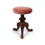 A Victorian walnut adjustable piano stool CONDITION REPORT: Old worm to the