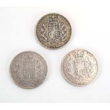 Three Victorian silver crowns with Young Victoria Heads, 1844,