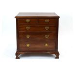 A Georgian-style mahogany chest of two short and three long graduated drawers on bracket feet, w.