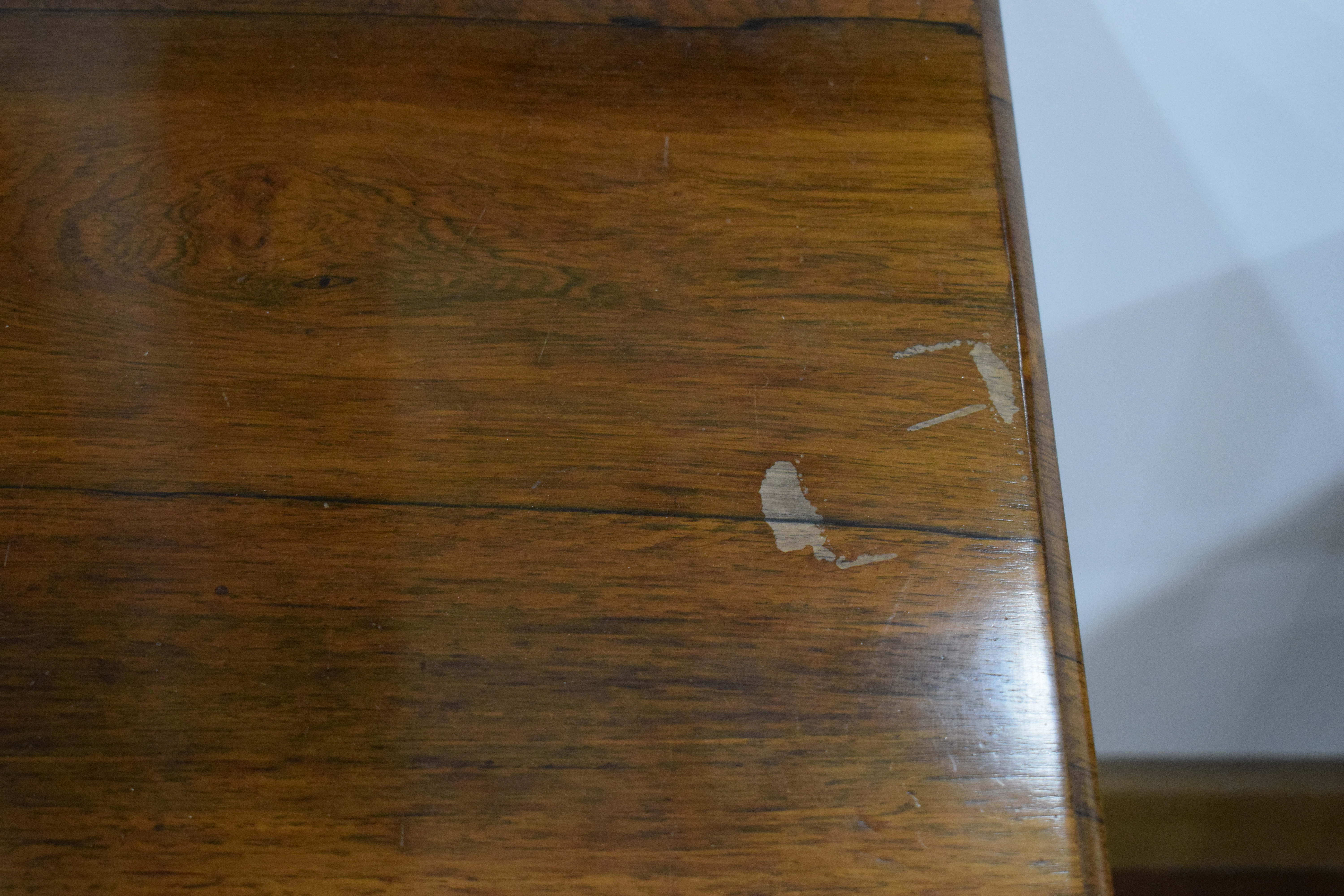 A Regency rosewood card table, the rectangular surface above a tapered stand on four claw feet, w. - Image 7 of 10