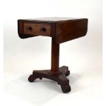 A Victorian mahogany Pembroke table with true and dummy drawers on a tripod base, d.