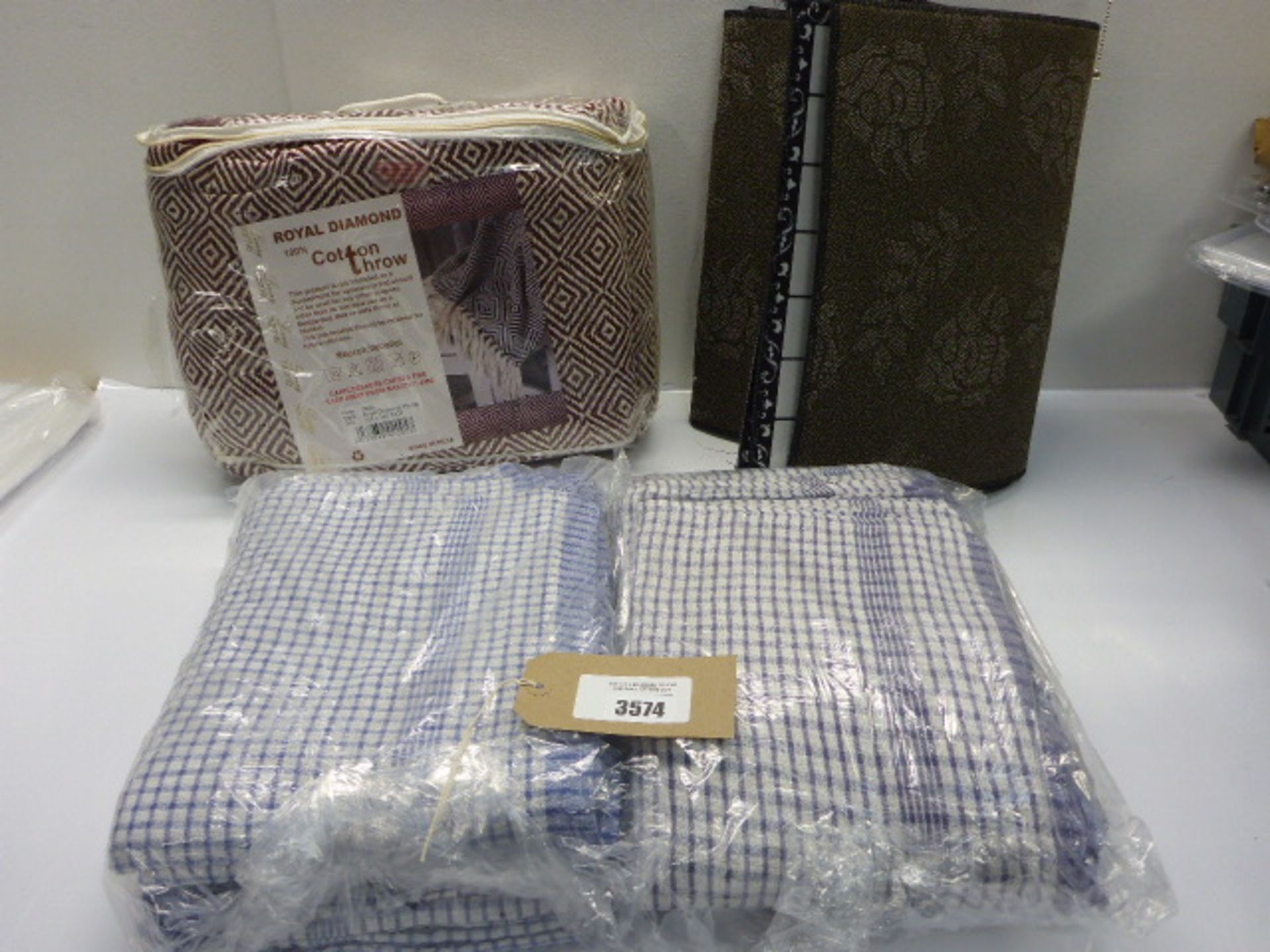 King size cotton throw, 2 large packs of tea towels and table runner