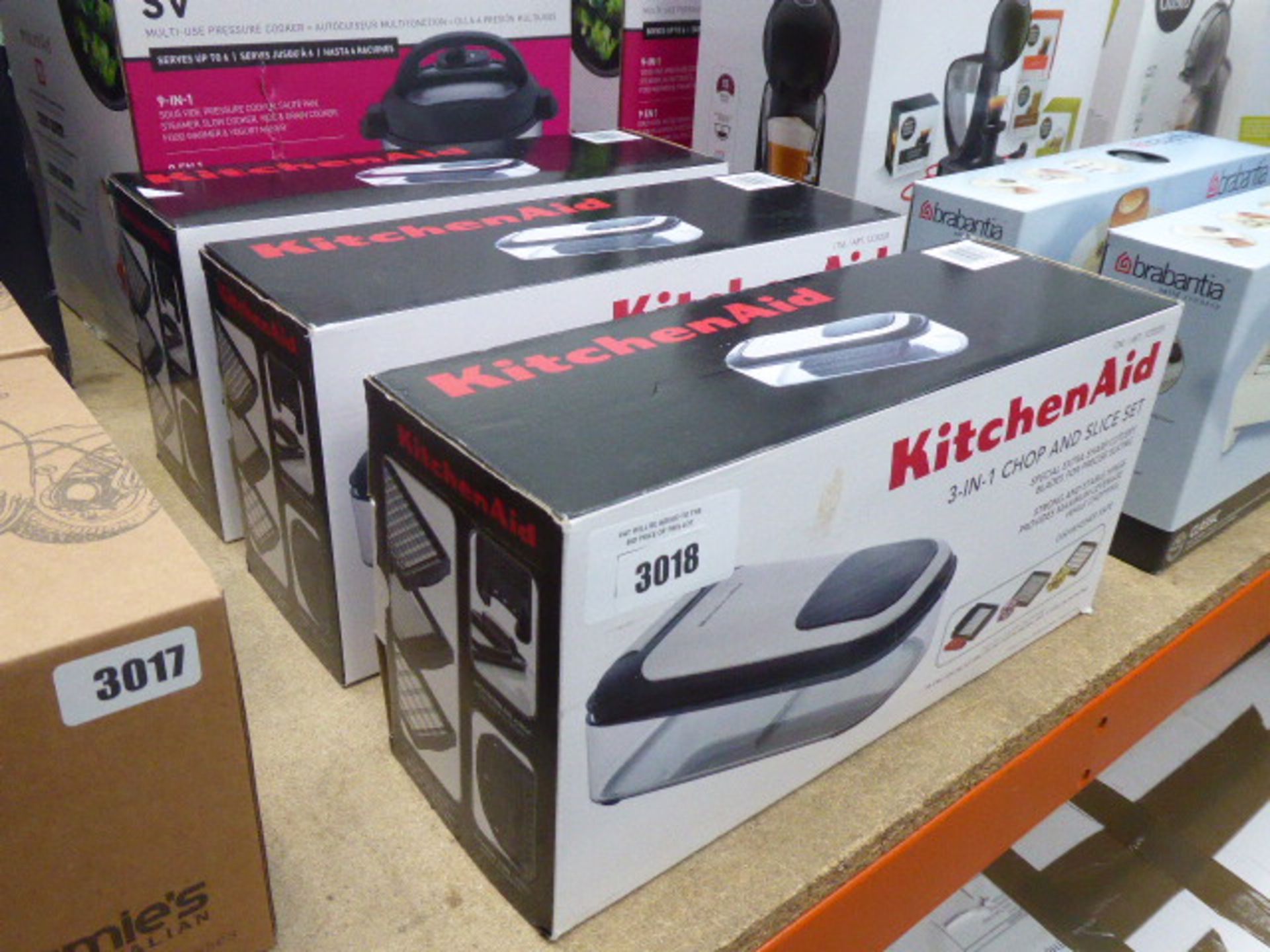 3 boxed Kitchenaid 3 in 1 chop and slice sets