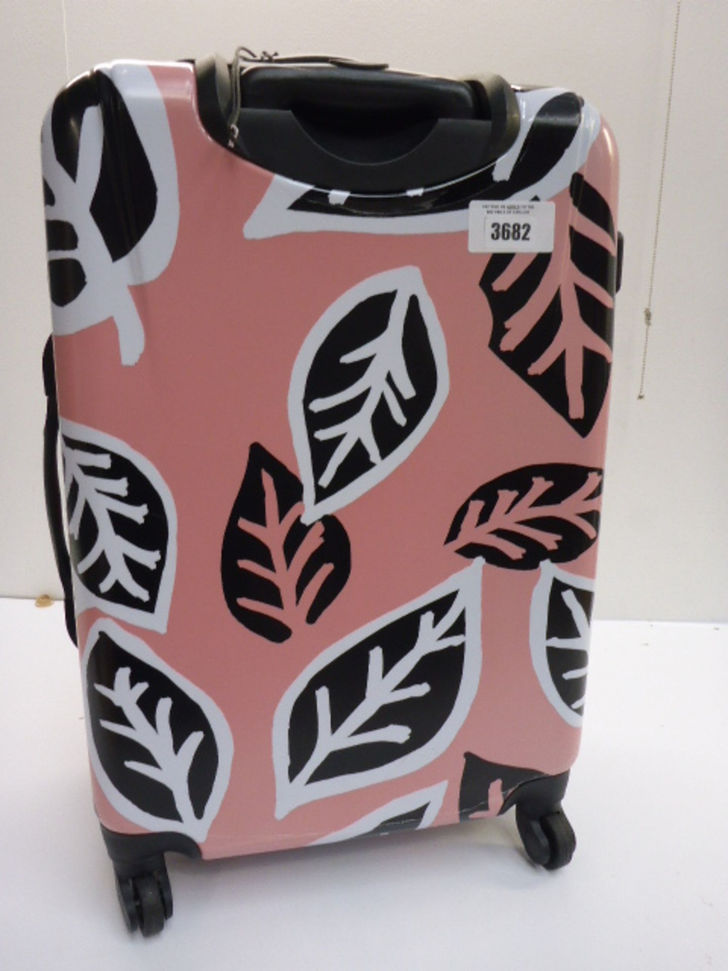 Tripp 4 wheel pink and leaf design suitcase
