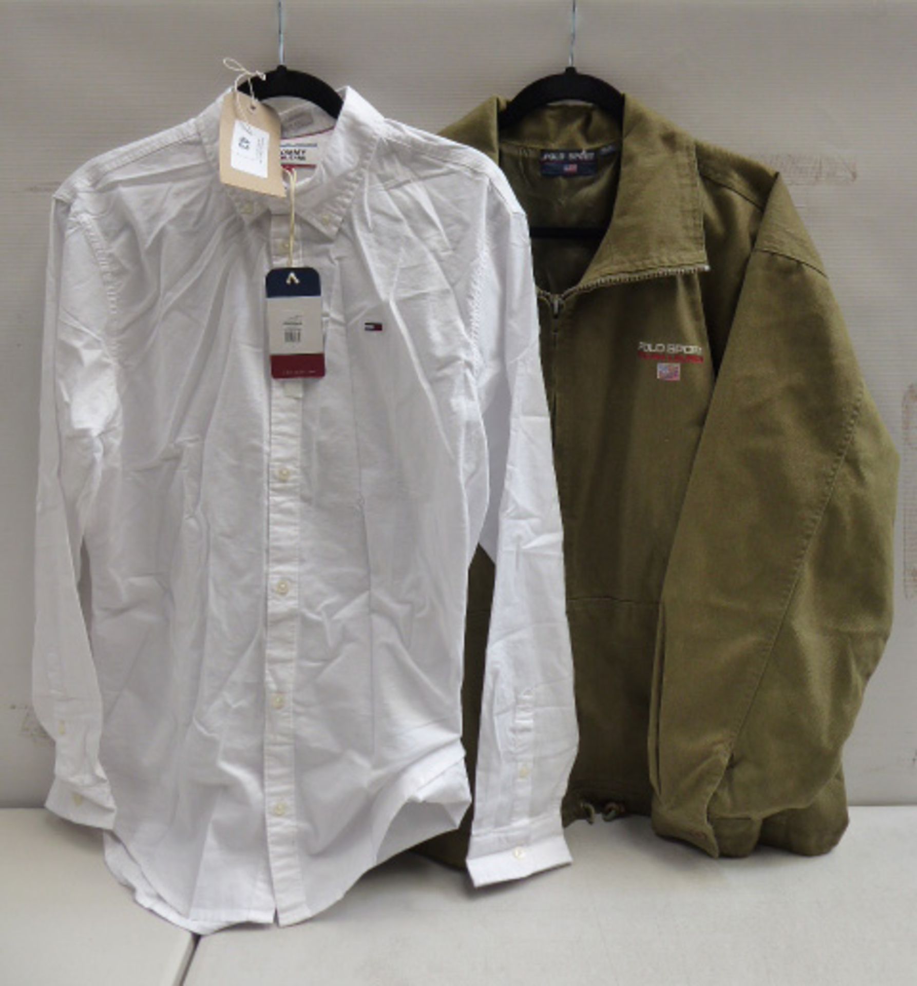 Tommy Hilfiger Jeans white shirt size large and Ralph Lauren Polo Sport green harrington jacket size