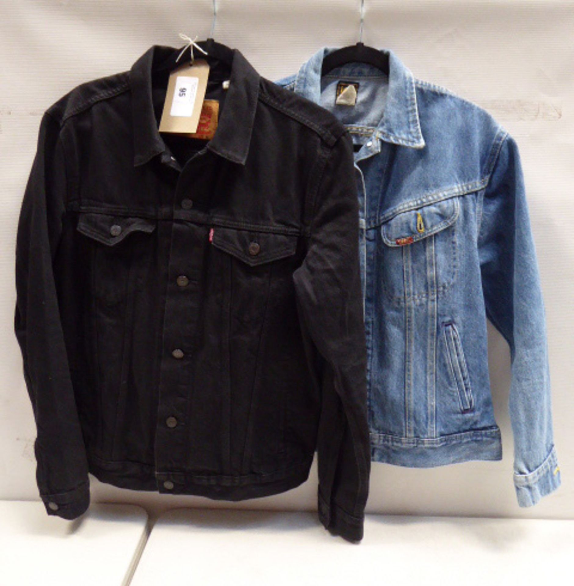 Levi's black denim jacket size medium (used) and Lee blue denim jacket size medium (used)