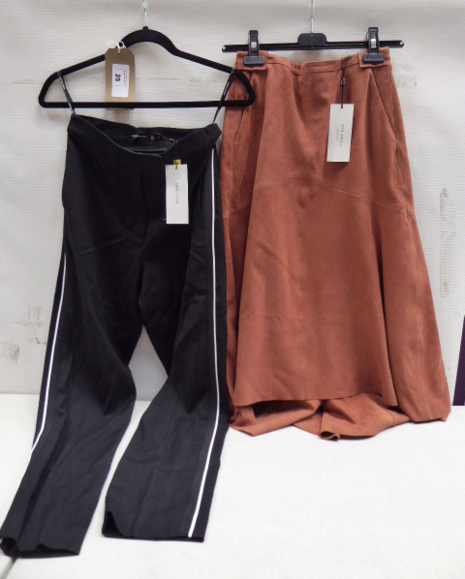 Karen Millen black trousers size 8 and Karen Millen brown suede skirt size 8