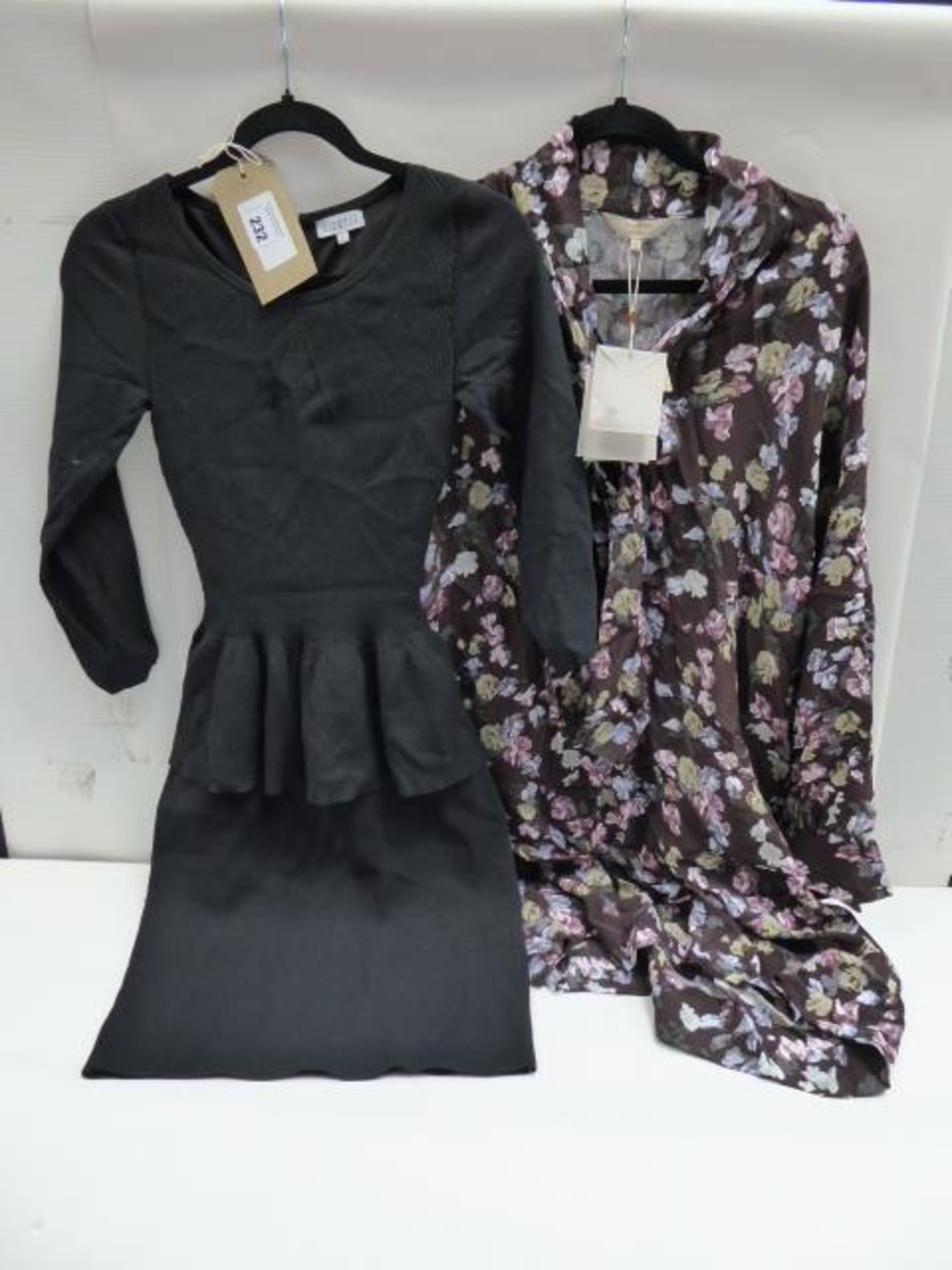 Claudie Pierlot black dress size 1 (used) and Modern Rarity floral dress size 8