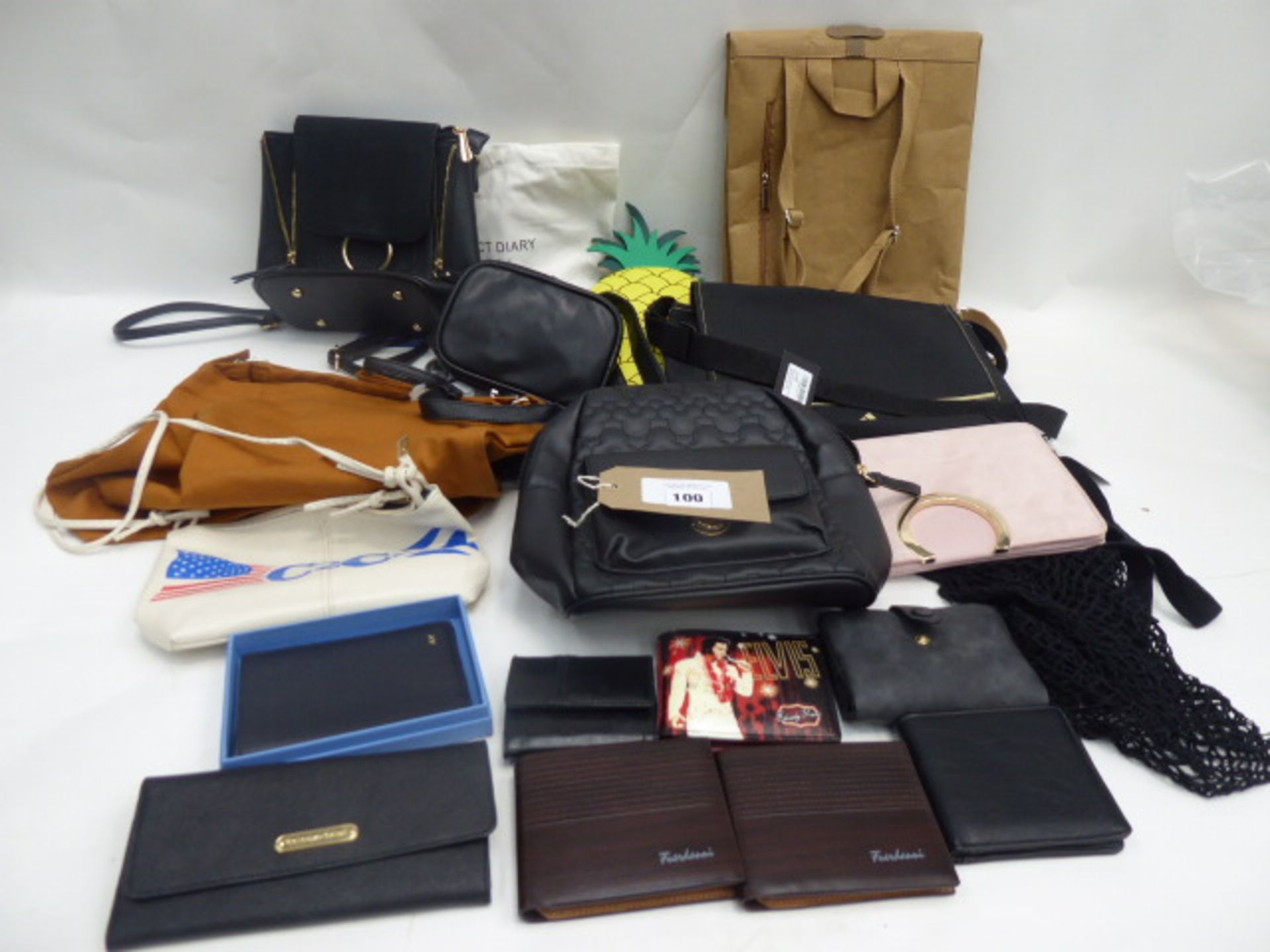 A variety of bags, wallets and purses, with brands including Wakebag, Boohoo, Victoria's Secret,